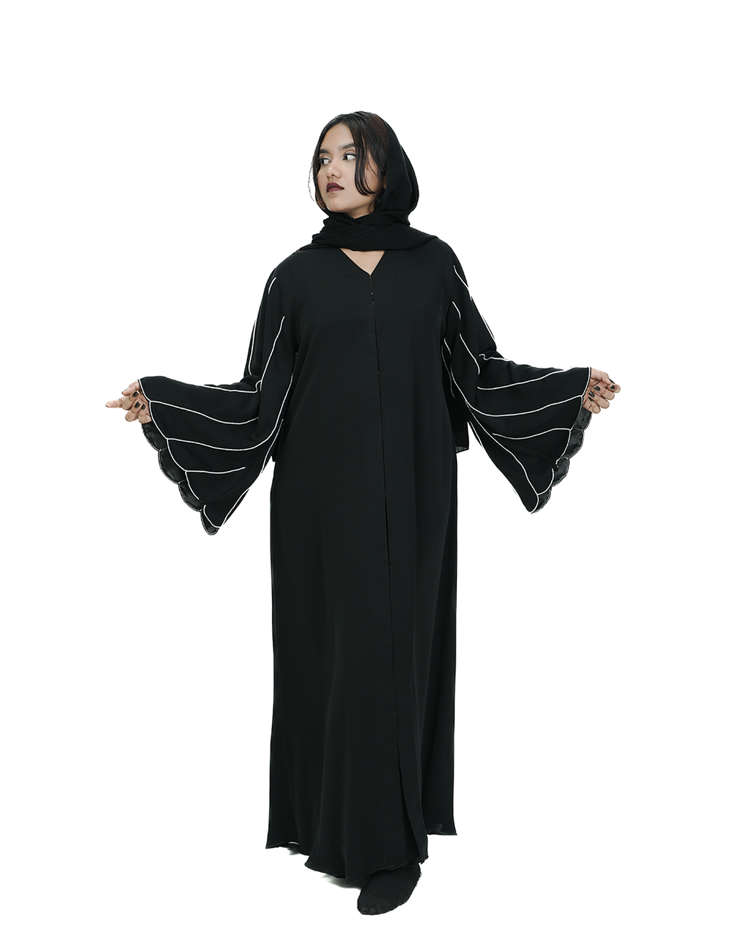 RIPPLE SLEEVE ABAYA